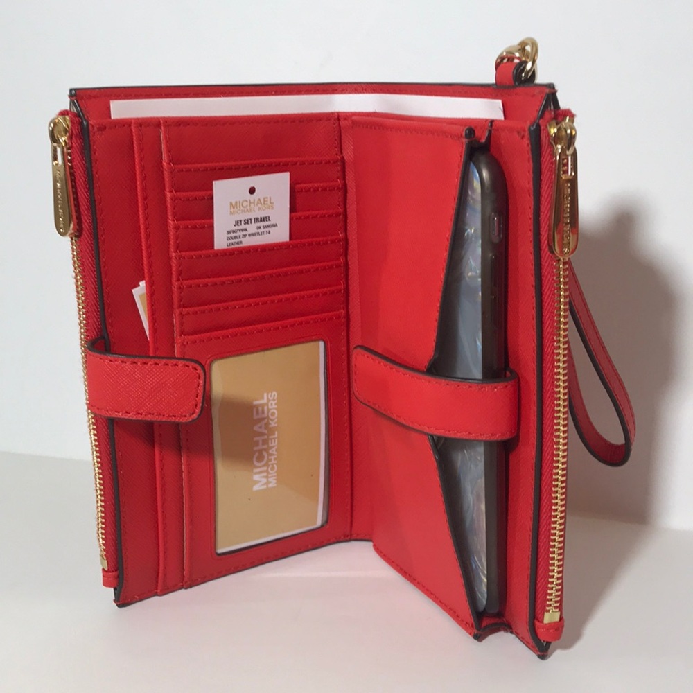 Michael Kors wallet wristlet phone case double zip